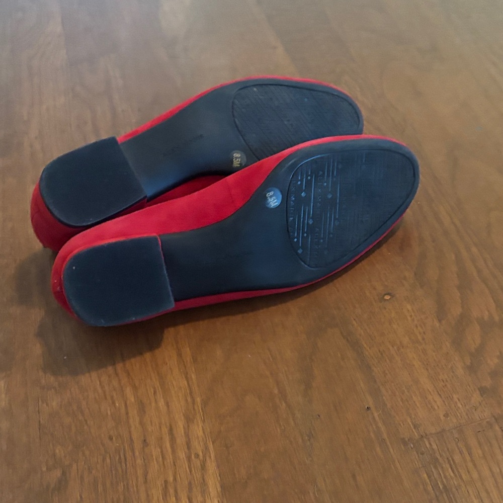 Red Suede Women's Flats - Picture 4 of 5